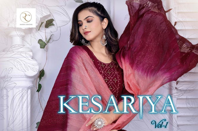 Rc Kesariya 1 Latest Fancy Ethnic Wear Rayon Ready Made Suit Collection